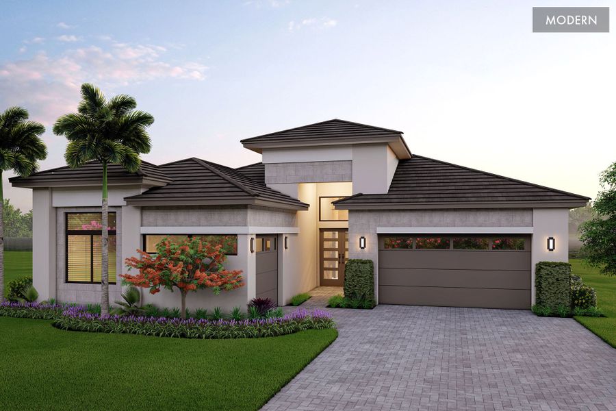 Representative exterior photo of a completed home built from the Oracle by GL Homes in Apex at Avenir, Palm Beach Gardens, FL (Image 13).