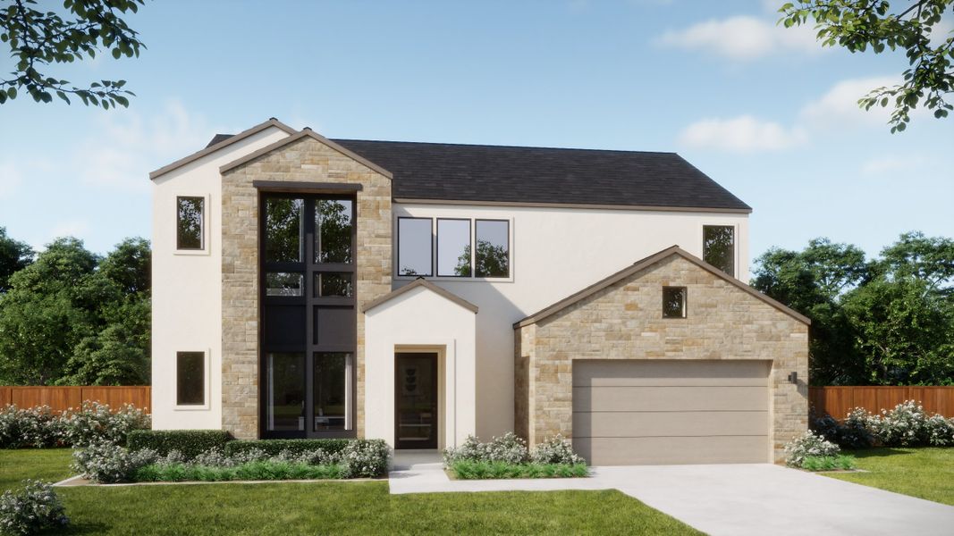 Representative exterior photo of a completed home built from the 5051 by Risewell Homes in Freedom at Anthem, Kyle, TX (Image 3).