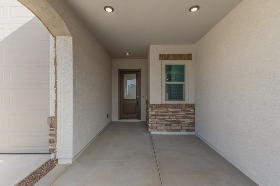 Exterior details and patio area of a home in Valencia at Granite Vista, Waddell (Image 22).