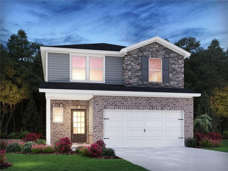 Front exterior of a new home in , Lawrenceville, GA, highlighting curb appeal (Image 1). Front exterior of a new home in , Lawrenceville, GA, highlighting curb appeal (Image 1).