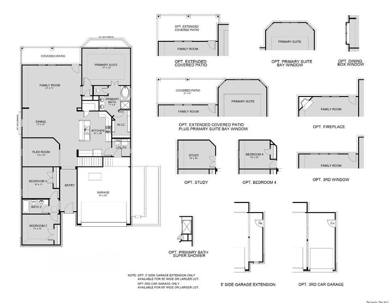2D floor plan layout for the The Landry by Legend Homes in Cinco Lakes, San Antonio, TX (Image 3).