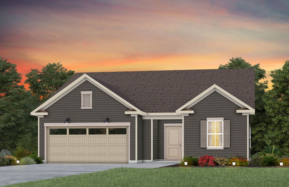 Front exterior of a new home in Michaux Gardens, Belmont, NC, highlighting curb appeal (Image 32). Front exterior of a new home in Michaux Gardens, Belmont, NC, highlighting curb appeal (Image 32).