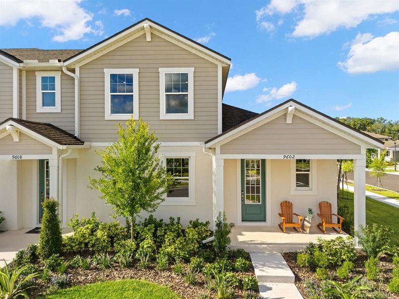 Front exterior of a new home in Meridian Parks, Orlando, FL, highlighting curb appeal (Image 1). Front exterior of a new home in Meridian Parks, Orlando, FL, highlighting curb appeal (Image 1).