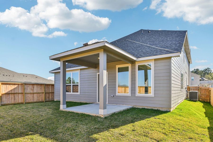 Exterior details and patio area of a home in Pine Lake Cove - Premier Series, Montgomery (Image 3).