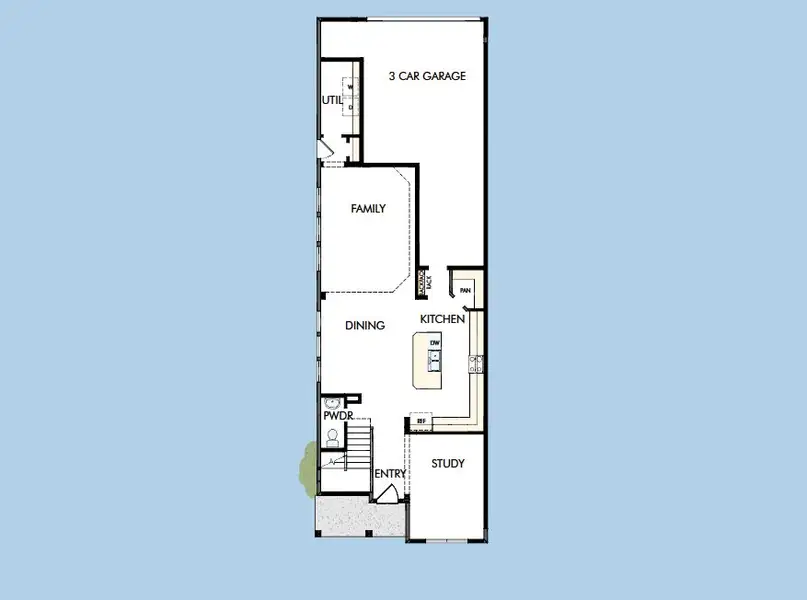 2D floor plan layout for the The Gunderson by David Weekley Homes in Jubilee - Cottages Row Collection, Hockley, TX (Image 3).