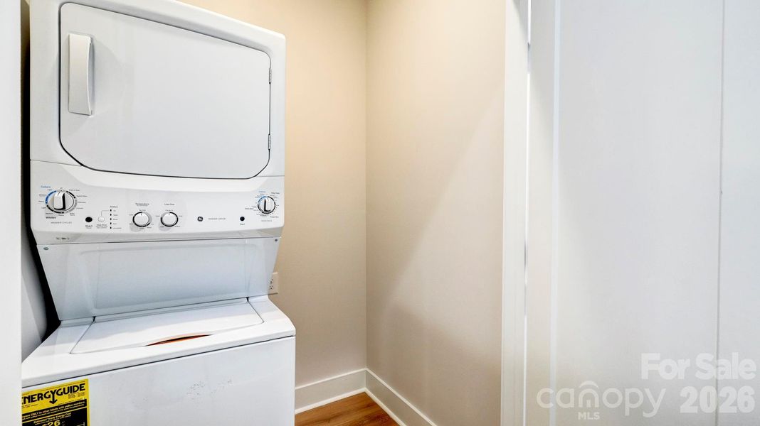 Laundry with washer/dryer.