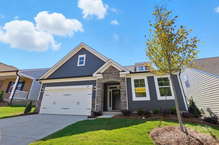 Front exterior of a new home in Villas at Prestwick, Mooresville, NC, highlighting curb appeal (Image 24).