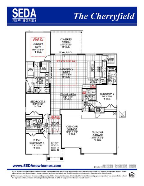 2D floor plan layout for the Cherryfield by SEDA New Homes in Sandy Ridge, Yulee, FL (Image 3). 2D floor plan layout for the Cherryfield by SEDA New Homes in Sandy Ridge, Yulee, FL (Image 3).