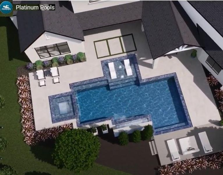 A beautiful rendering of the completed pool and patio space.