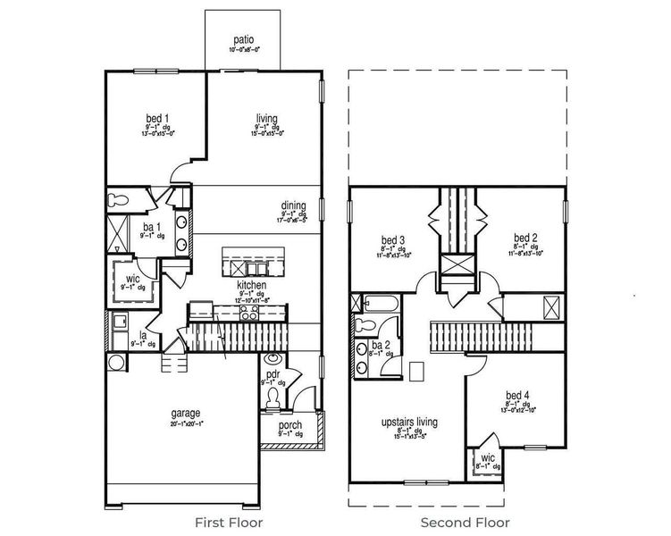 2D floor plan layout of this home in Pine Hills at Cane Bay, Summerville, SC (Image 2).