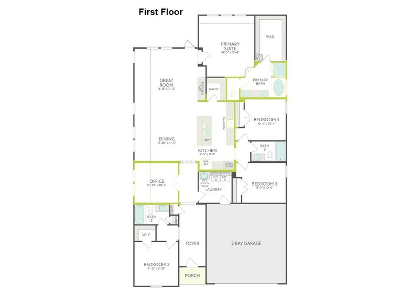 2D floor plan layout of this home in LaPrelle, Fort Worth, TX (Image 3).