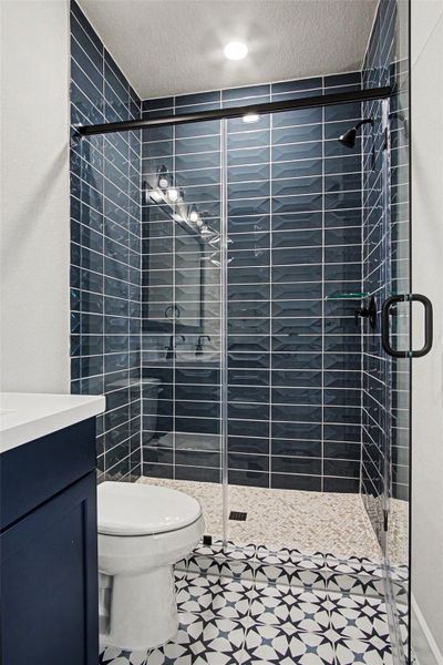 Additional view of the upstairs bathroom shower. Additional view of the upstairs bathroom shower.