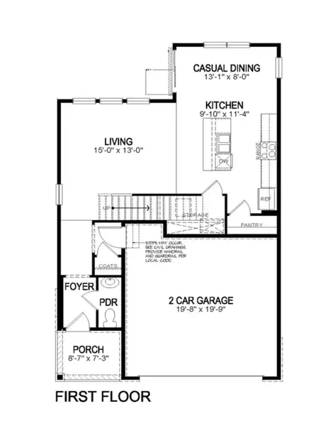 2D floor plan layout of this home in Ridge at Johnstown, Johnstown, CO (Image 3).