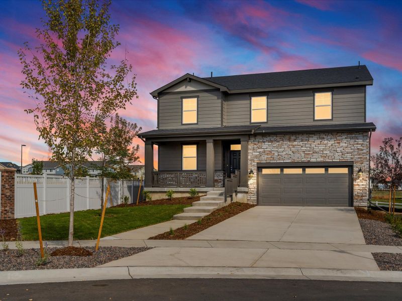 The Sylvan floorplan exterior image taken at a Meritage Homes community in Aurora, CO.