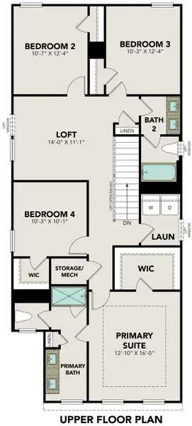 2D floor plan layout for the The Gillian A by Davidson Homes LLC in Buffalo Way Villas, Houston, TX (Image 3).