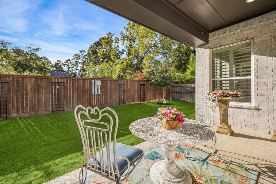 Exterior details and patio area of a home in Pine Trails, Tomball (Image 2). Exterior details and patio area of a home in Pine Trails, Tomball (Image 2).