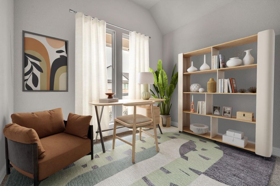 Private study with rendered furniture staging Private study with rendered furniture staging