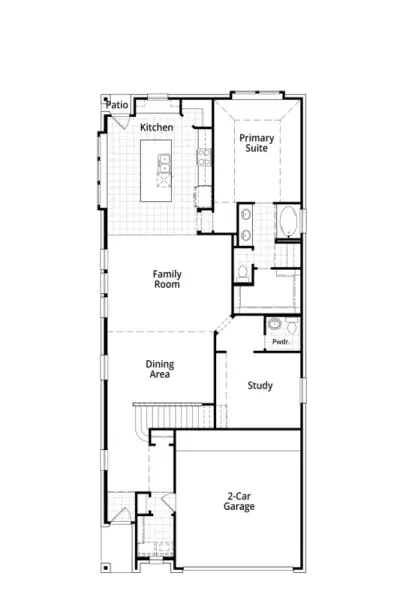 2D floor plan layout for the Ellington by Highland Homes in East View Farms, Georgetown, TX (Image 7).