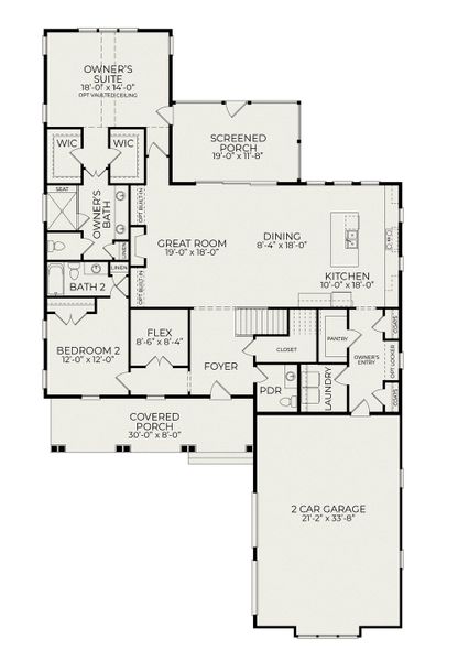 2D floor plan layout for the Arrow Wood by Homes by Dickerson in Nexton, Summerville, SC (Image 5). 2D floor plan layout for the Arrow Wood by Homes by Dickerson in Nexton, Summerville, SC (Image 5).