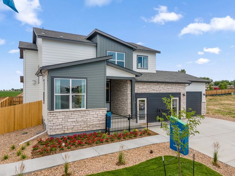 Representative exterior photo of a completed home built from the Jansen by Landsea Homes in Cherry Meadows, Brighton, CO (Image 19).