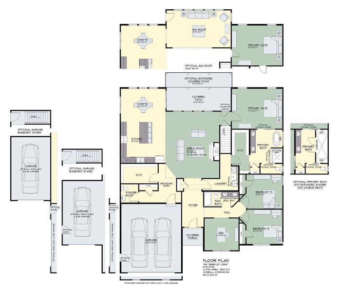 2D floor plan layout for the The Berkley by Forbes Capretto Homes in Fieldstream Estates, Lancaster, NY (Image 4).