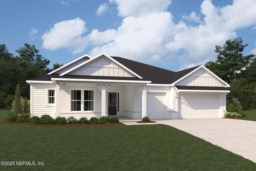 Front exterior of a new home in RiverTown - Springs, St. Johns, FL, highlighting curb appeal (Image 7).