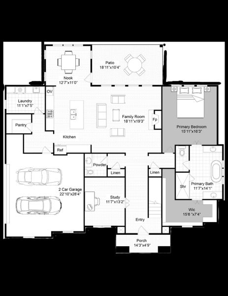 2D floor plan layout of this home in Spring Valley Ranch, Paradise, TX (Image 3).
