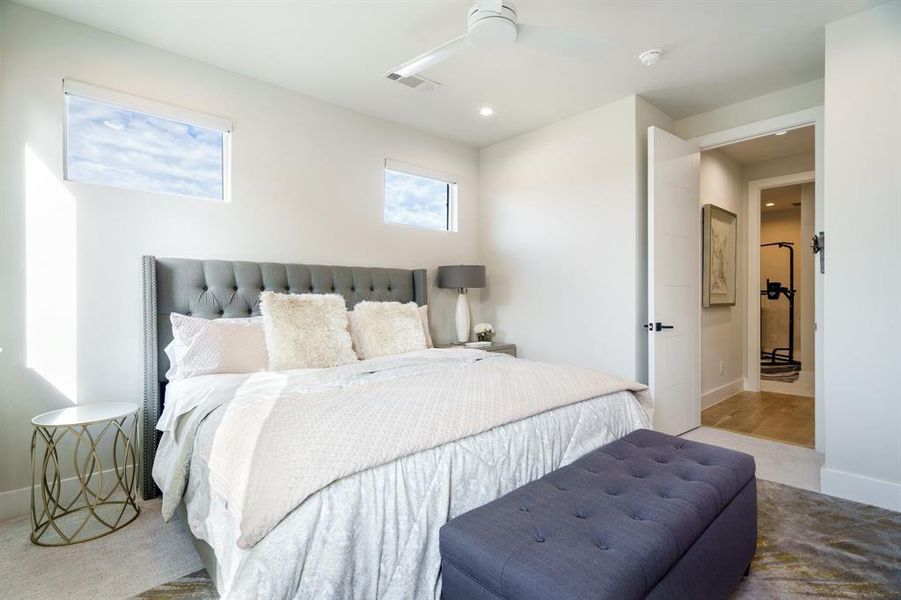 Bedroom featuring ceiling fan