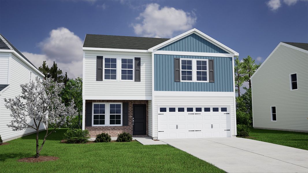 Representative exterior photo of a completed home built from the Meriwether - Genesis Value Collection by Mungo Homes in Clairmont, Charlotte, NC (Image 14).