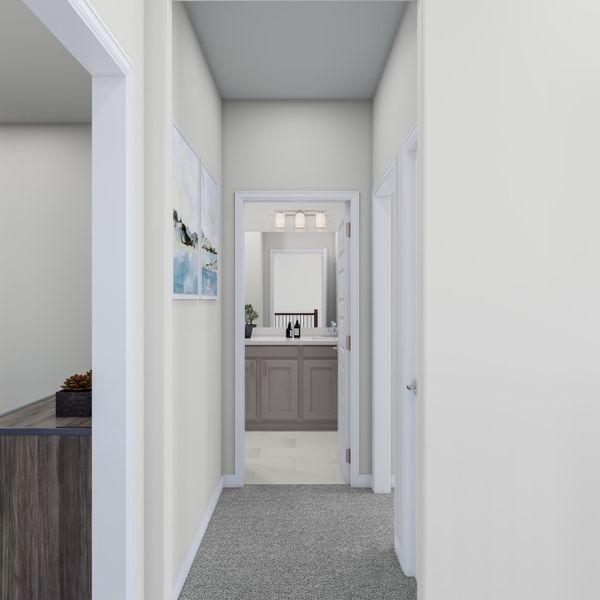 Representative furnished interior of a home built from the Fieldstone by Tri Pointe Homes in Lariat, Liberty Hill (Image 14).