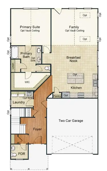 2D floor plan layout for the Asheville by Keystone Homes NC in Royal Pines, Trinity, NC (Image 4).