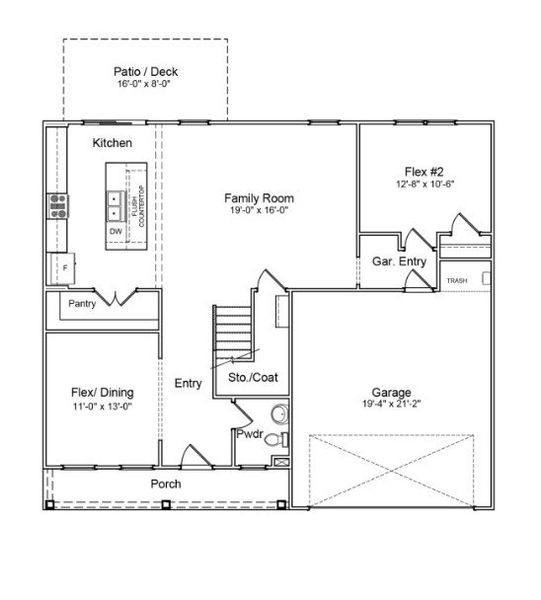 2D floor plan layout for the Nottely - Vanguard Collection by Mungo Homes in Pineland Preserve, Summerville, SC (Image 3).