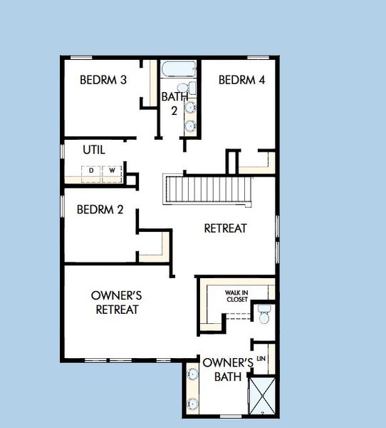 2D floor plan layout for the The Benwick by David Weekley Homes in The River District - Pioneer Collection, Charlotte, NC (Image 5).
