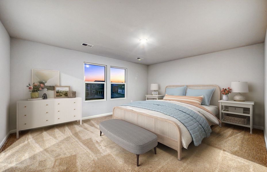 The bright Owner's Suite in the Rosella offers room to unwind.