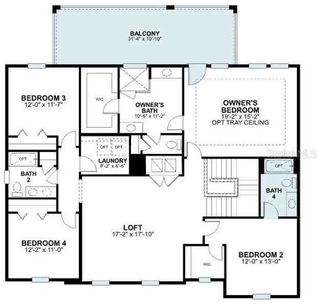 2D floor plan layout of this home in Center Lake on the Park, St. Cloud, FL (Image 5).
