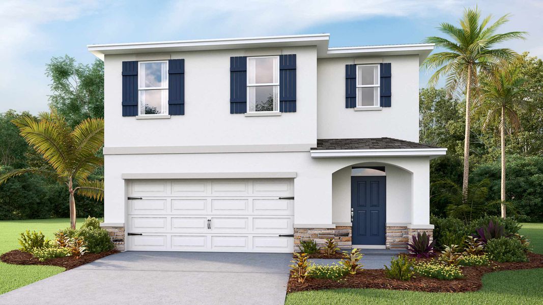 Representative exterior photo of a completed home built from the Robie II by D.R. Horton in Farm at Varrea, Plant City, FL (Image 1). Representative exterior photo of a completed home built from the Robie II by D.R. Horton in Farm at Varrea, Plant City, FL (Image 1).