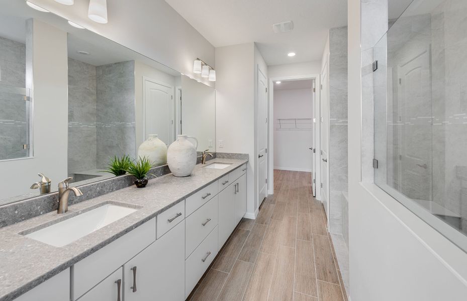 Owner's bathroom with dual sink vanity Owner's bathroom with dual sink vanity