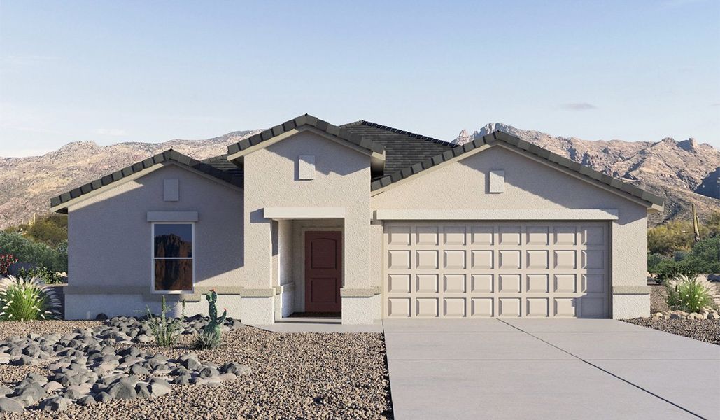 Representative exterior photo of a completed home built from the Kingston by D.R. Horton in Barnett Village, Marana, AZ (Image 1).
