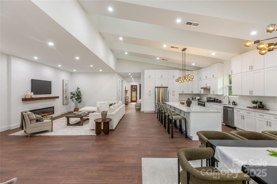 2 story Great Room with skylights