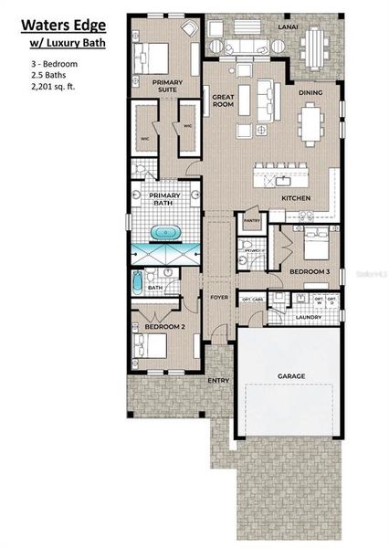 2D floor plan layout of this home in Gracewater at Sarasota, Sarasota, FL (Image 5).