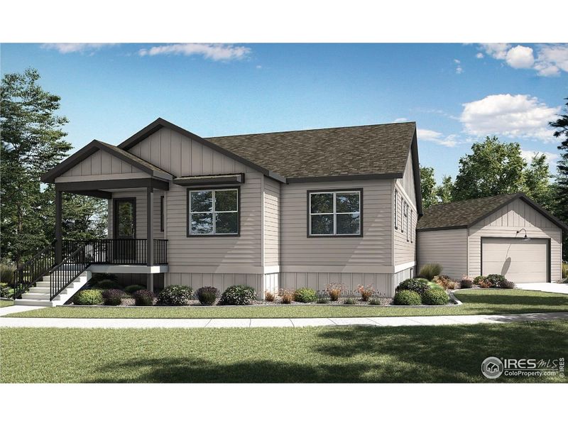 Front exterior of a new home in Taft Gardens, Loveland, CO, highlighting curb appeal (Image 26).