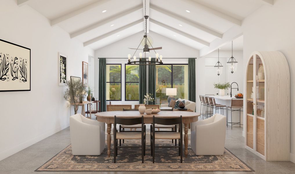 Dining area with chandelier Dining area with chandelier