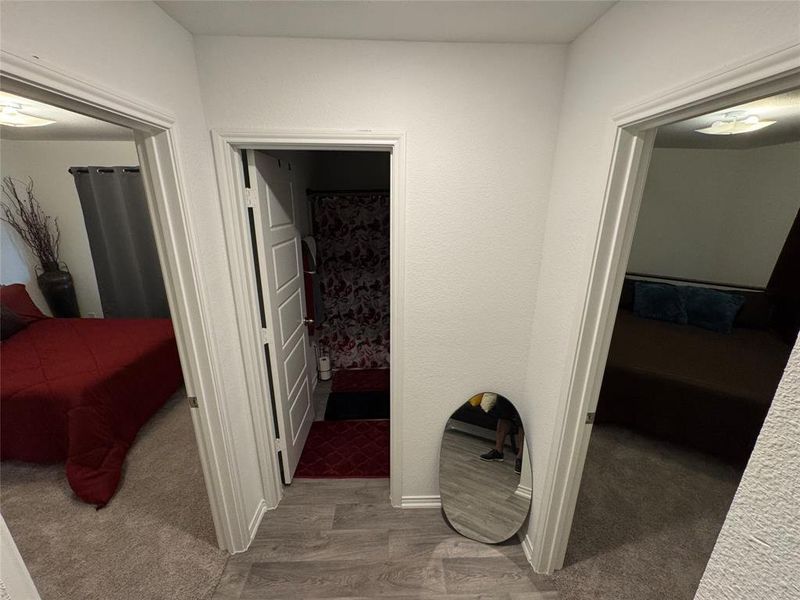 Hallway with carpet