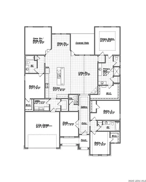 2D floor plan layout of this home in Annabelle Ranch, San Antonio, TX (Image 3).