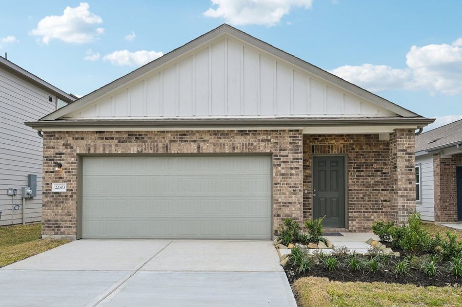 Representative exterior photo of a completed home built from the Enterprise by Starlight Homes in Chapel Run, Montgomery, TX (Image 2). Representative exterior photo of a completed home built from the Enterprise by Starlight Homes in Chapel Run, Montgomery, TX (Image 2).