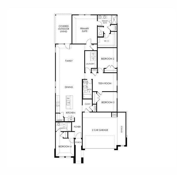 2D floor plan layout of this home in Waterstone Crossing, Kyle, TX (Image 3).