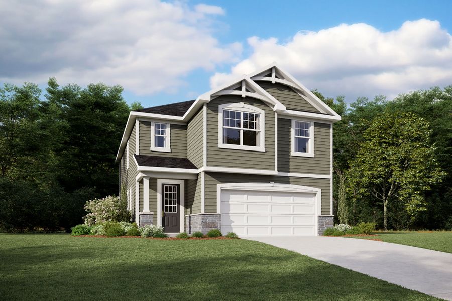 Representative exterior photo of a completed home built from the Laurel by Mattamy Homes in Stonebarrow, Lillington, NC (Image 11). Representative exterior photo of a completed home built from the Laurel by Mattamy Homes in Stonebarrow, Lillington, NC (Image 11).