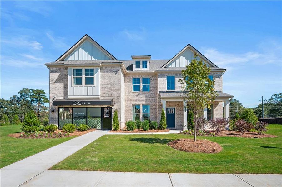 Front exterior of a new home in Adagio, Dacula, GA, highlighting curb appeal (Image 23).