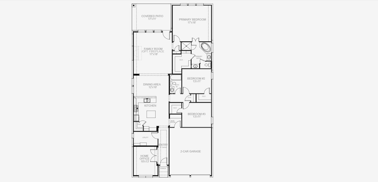 2D floor plan layout for the 1950W by Perry Homes in Briggs Ranch 45', San Antonio, TX (Image 3). 2D floor plan layout for the 1950W by Perry Homes in Briggs Ranch 45', San Antonio, TX (Image 3).
