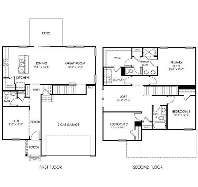 2D floor plan layout of this home in Nelson's Creek, Mocksville, NC (Image 4).